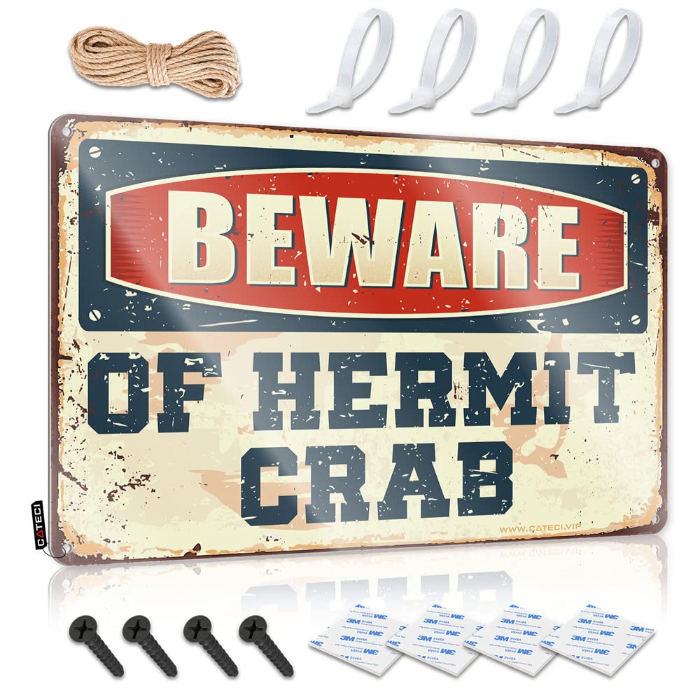 Sarcastic Metal Signs Beware Of Hermit Crab Sign Funny Outdoor Signs Funny Wall Decor Signs(30X40CM)