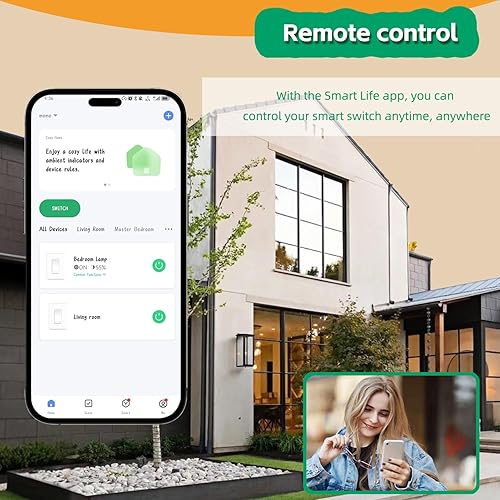 Miniatura 4 de Martin Jerry - Interruptor inteligente de 3 vías  Aplicación Smart Life, WiFi de 2.4G, sin hub, 1 maestro y 1 kit de interruptor de luz inteligente