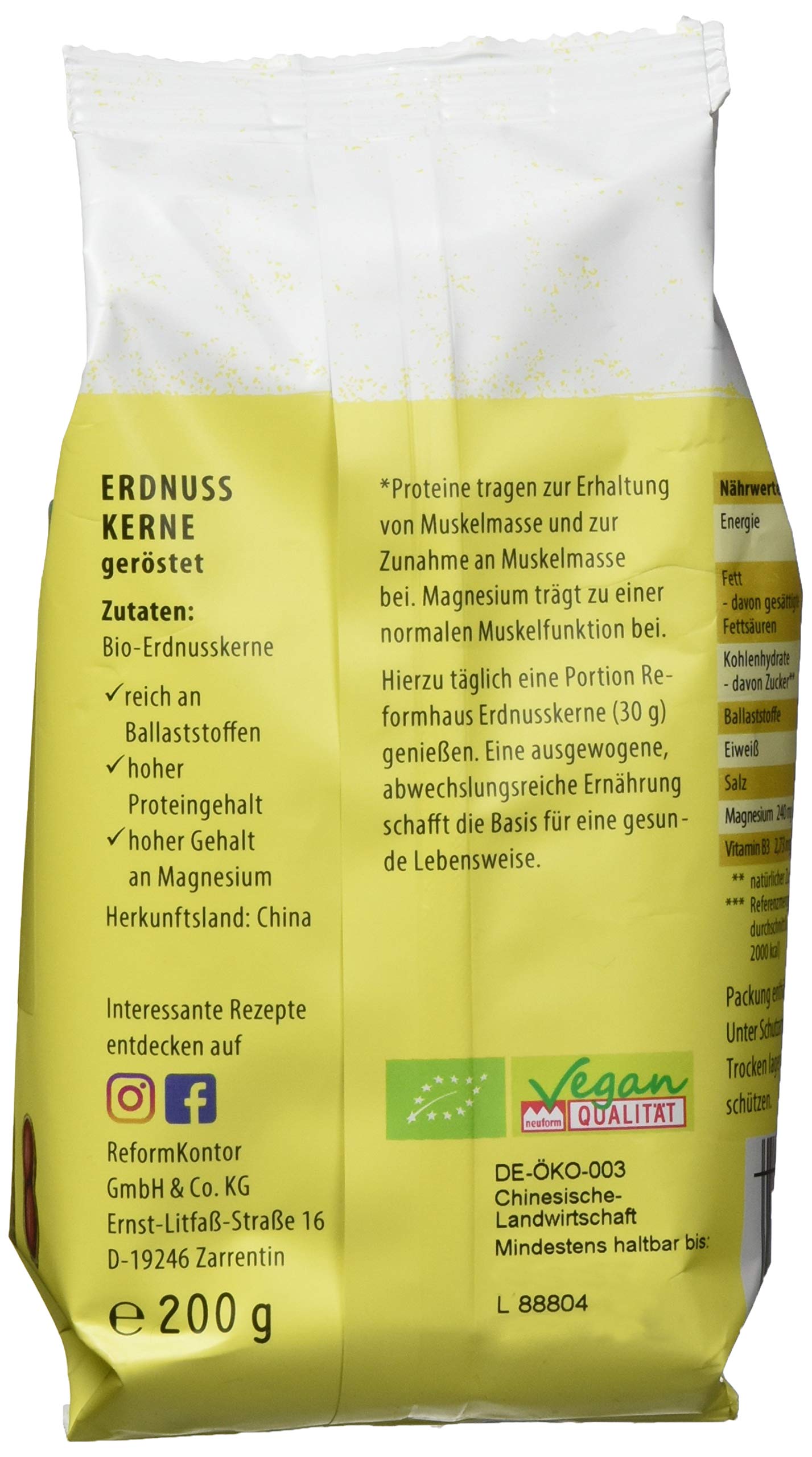 Reformhaus Erdnusskerne geröstet Bio, 6er Pack (6 x 200 g)
