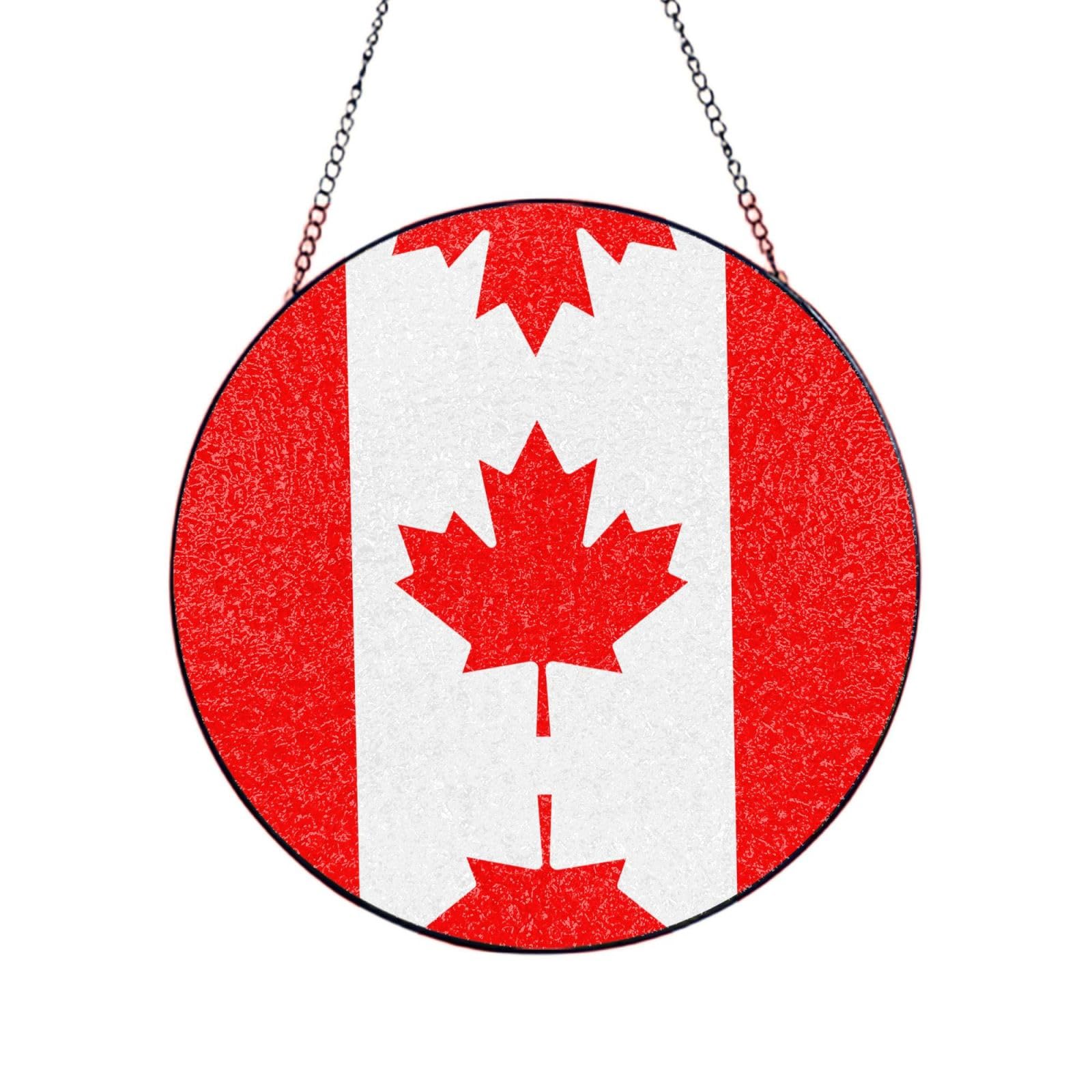 Phayah Canadian Flag Print Glass Window Hanging Sun Catchers Suncatcher Decor For Birthday For Home Garden Porch 10in（25cm）