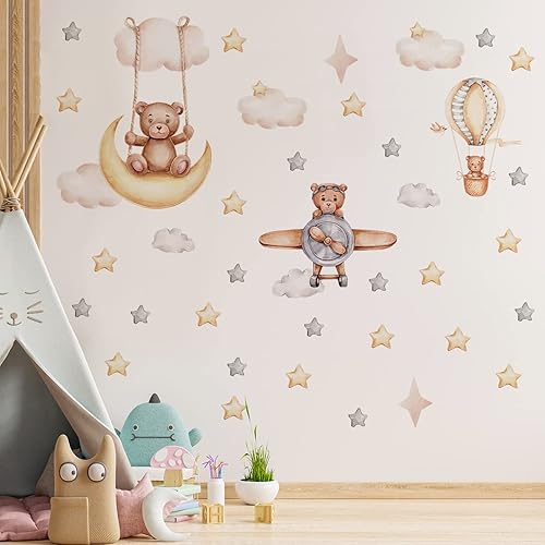 QUCHENG Calcomanías de pared de animales para niñas y niños pequeños, calcomanías extraíbles para decoración de habitación del bebé, sala de juegos,
