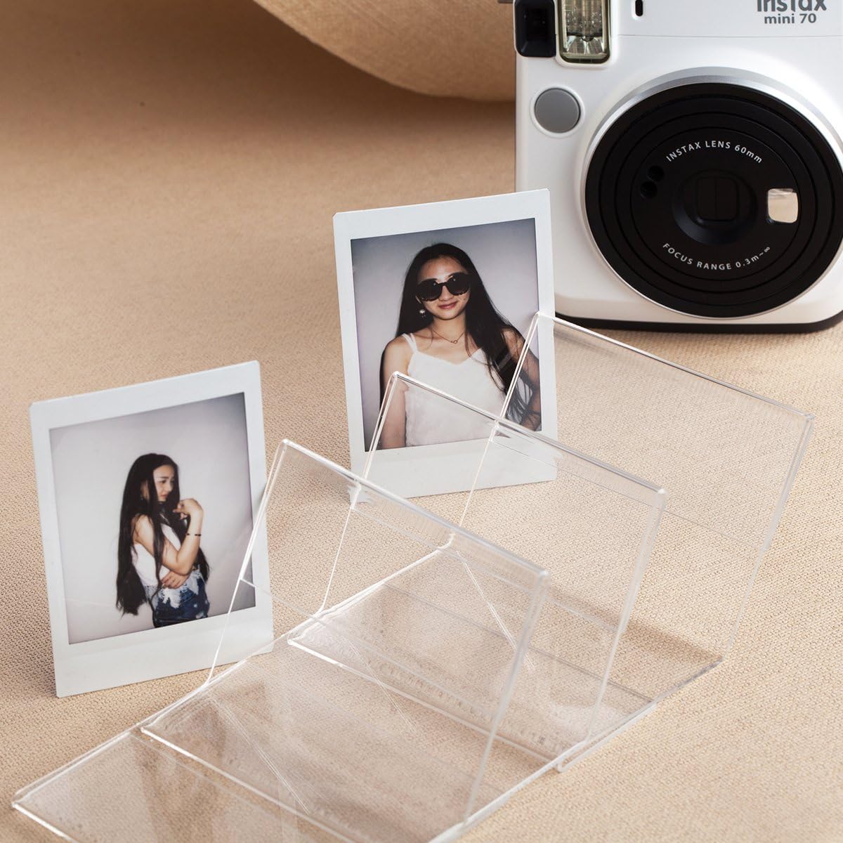 CAIUL Compatible V Model Clear Acrylic Photo Frame for Fujifilm Instax Mini 8 8+ 9 70 7s 90 25 26 50s, Instax SP-2, Polaroid PIC-300 Z2300 Film, 3 pcs
