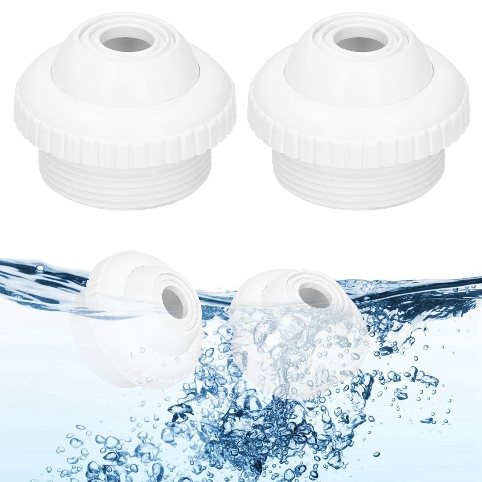 Pool Einlaufdüse, Hochwertige 1,5 Zoll Schwenkbare Einströmdüse mit Adjustierbarem Wasserstrahl, Kunststoff Düsen für Whirlpool, Hot Tub und Schwimmbad (4, Weiß)