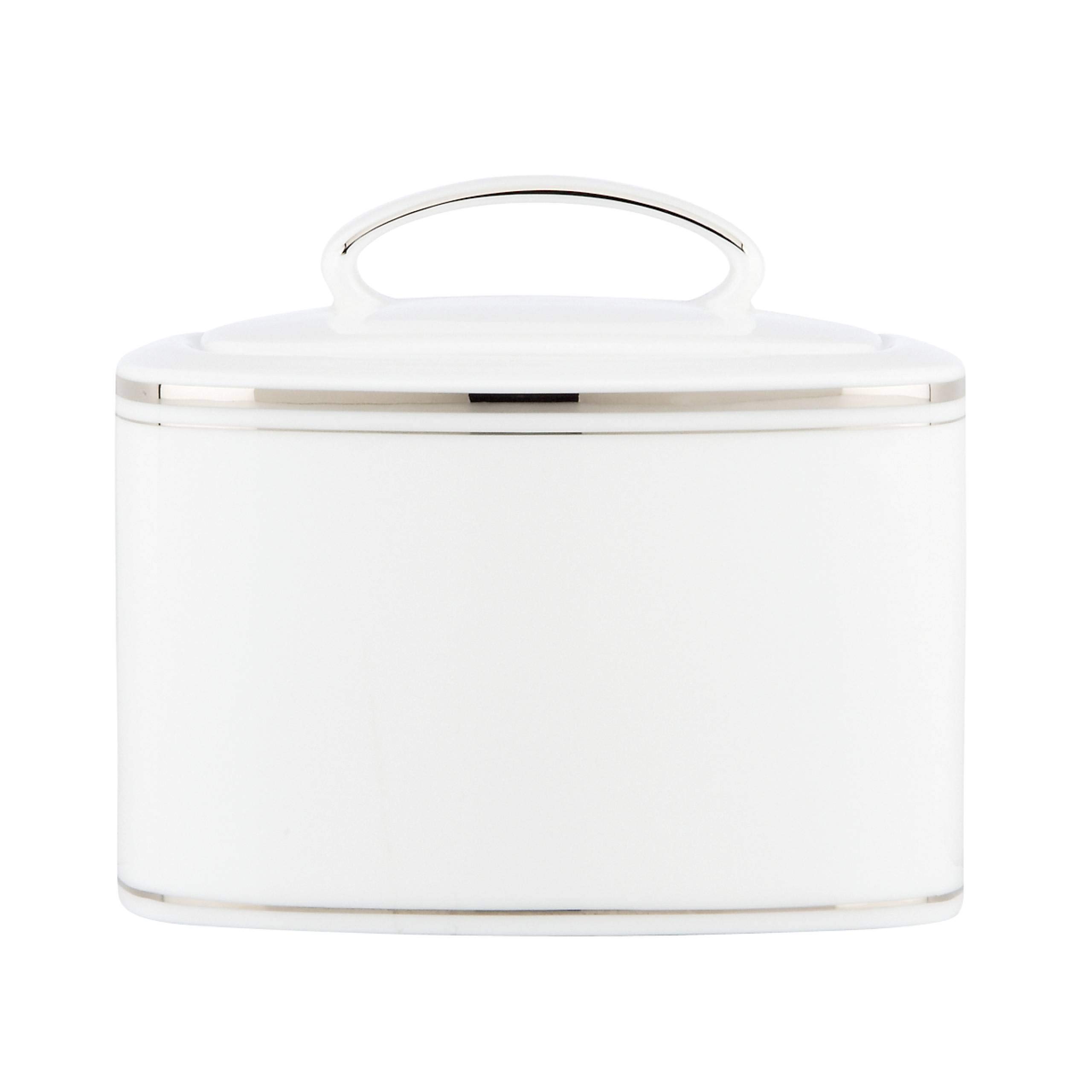 kate spade New York Platnum Library Lane Platinum Sugar Bowl, 1.15 LB, White