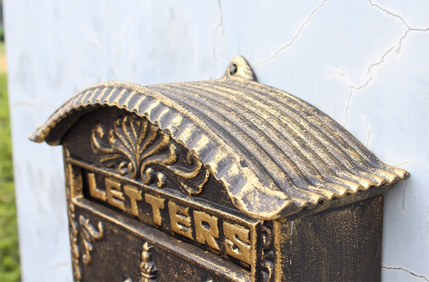 Buzones de Correos de Hierro de Hierro de Montaje en Pared de Bronce, Caja de Correo de Letras seguras de Estilo Europeo con Cerradura y Llave