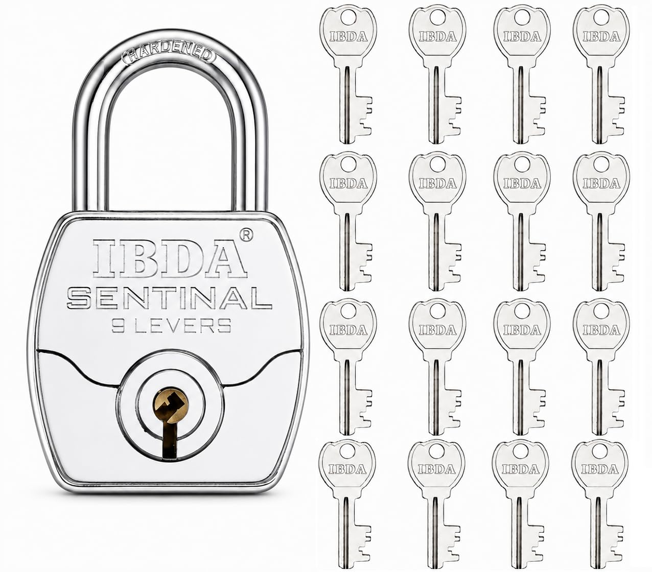 IBDA Lock with 16 Keys | Lock with Multiple Keys | Lock and Keys | Push/auto System | High Security Steel Body | for Home, Shutter, gate, Door, Channel, Shop, School, Flat, Warehouse, etc.-image-37