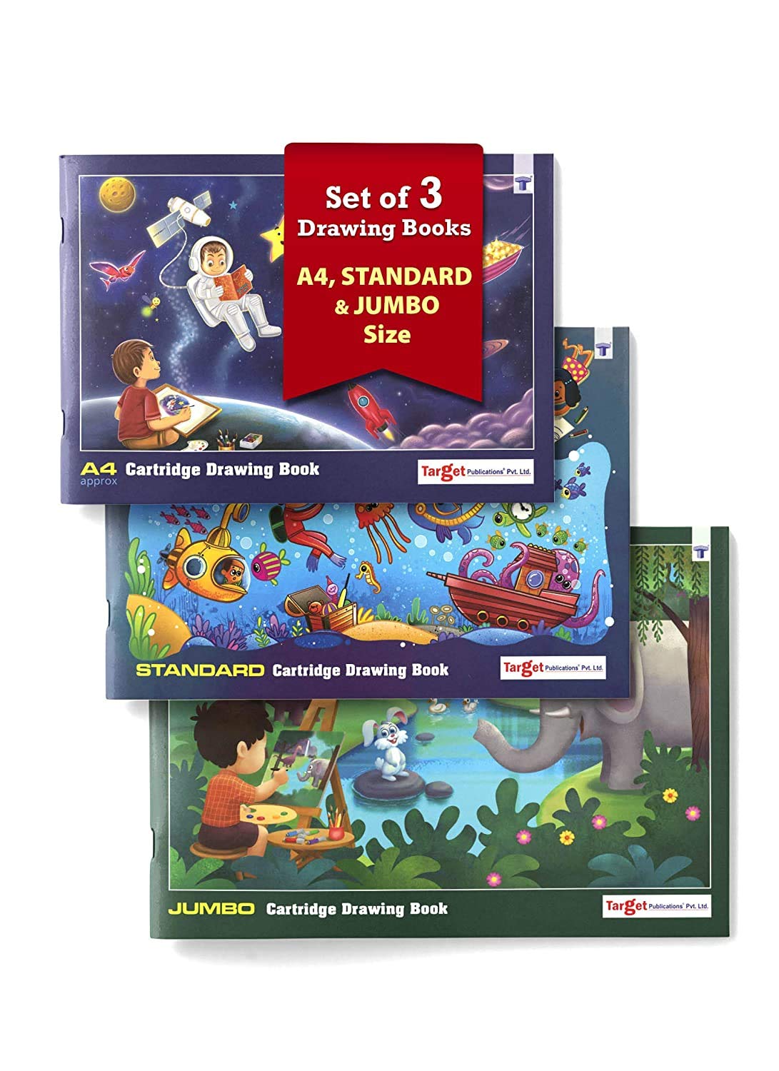 TARGET PUBLICATIONS Drawing Books Combo of A4, Standard & Jumbo Approx Size | Plain Sketch Book for Artists, Kids and Students | 34 White Blank Unruled Page | Sketching, Colouring, Painting | Set of 3 (B083R5PHD8) Amazon Price History, Amazon Price Tracker