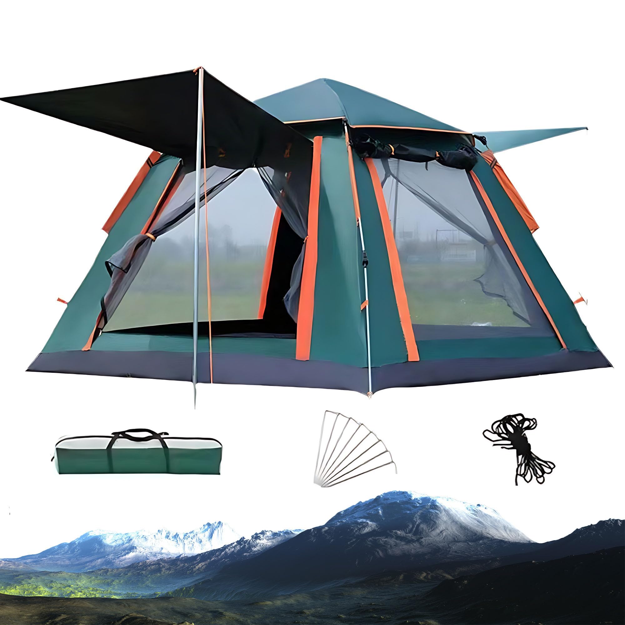 Tente de camping 2-4 personnes portable avec sac de rangement et piquets pour le bivouac