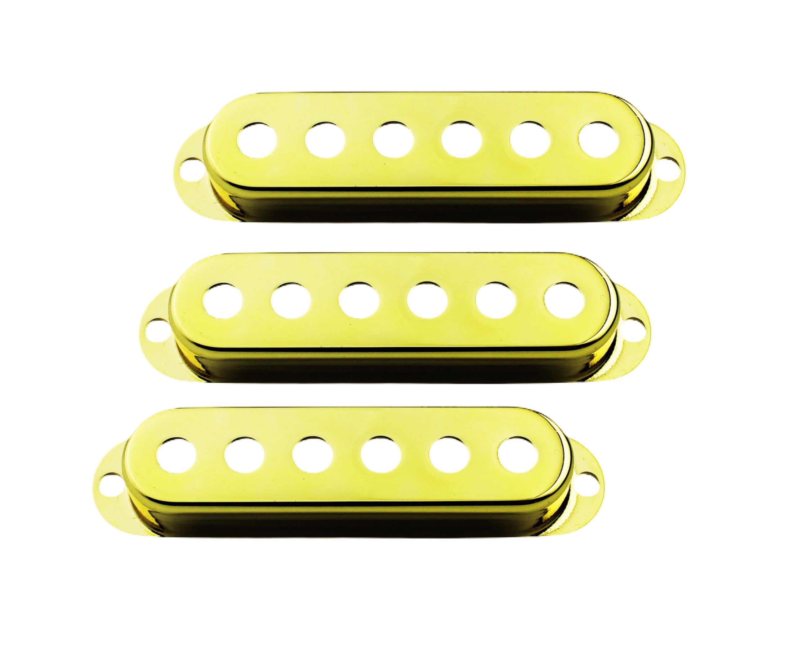 Guyker 3Pcs Single Coil Guitar Pickup Covers (52mm Pole Spacing), Copper Pickup Mounting Ring Set Guitar Accessories Replacement Part, (PS001, Gold)