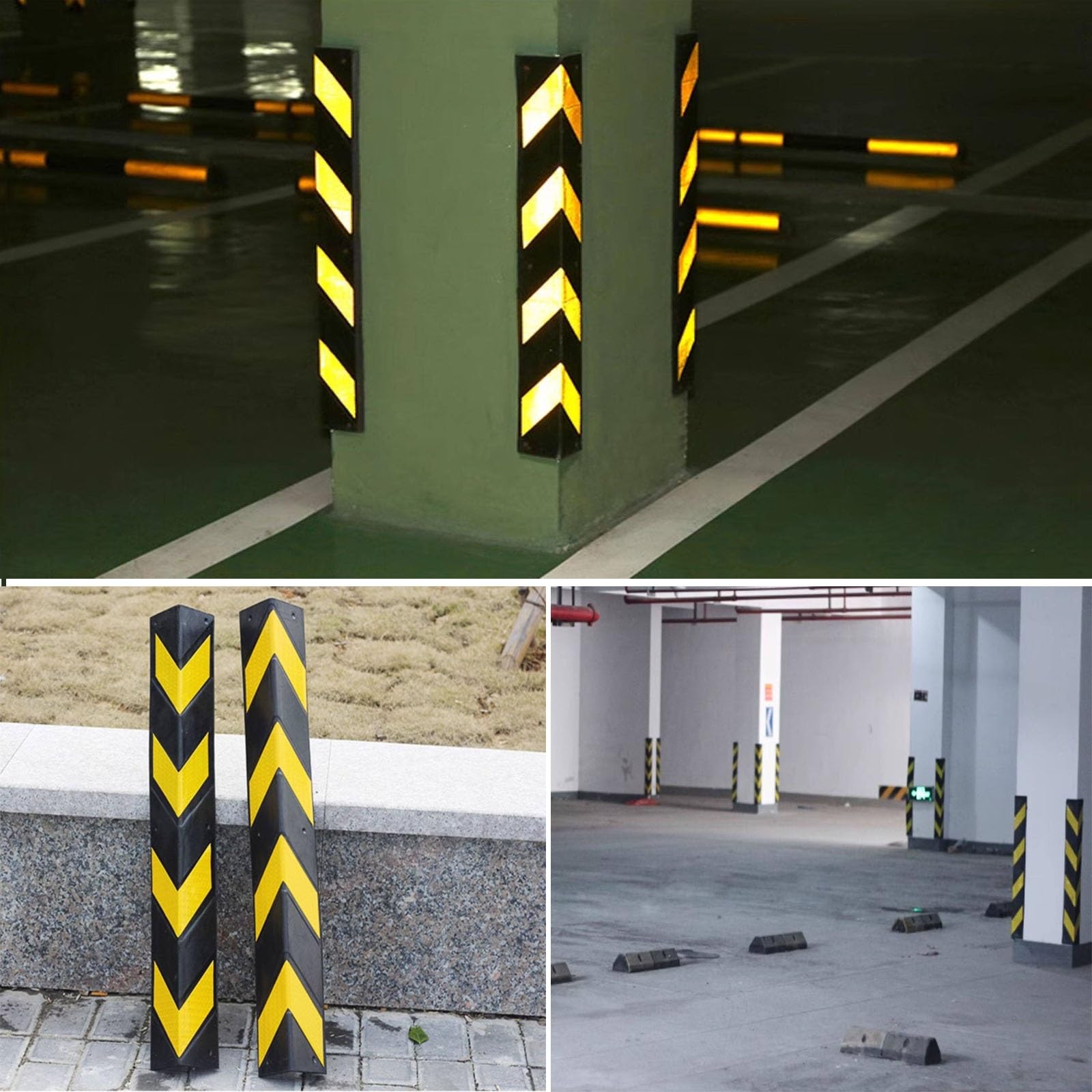 Kantenschutz Gummi, mit Reflexfolie, Eckschutzprofil | Kantenschutzprofil, Vorgebohrten Montagelöchern, Warnstreifen, für Garagen, Fabriken und Lagerhallen(120x5x0.5cm/47x2x0.2in)