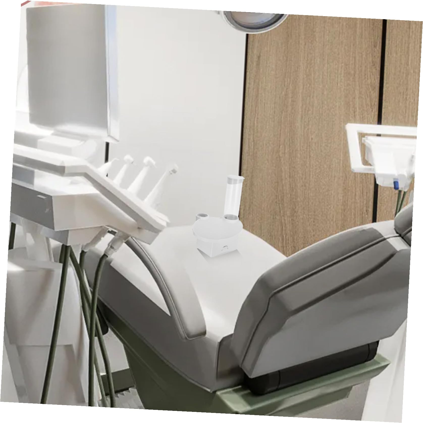 ULTECHNOVO Plateau Porte-gobelet Blanc Utilitaire en Plastique avec Distributeur et Boîte à Mouchoirs Intégré Facile à Entretenir pour Salle de Soins Dentaires