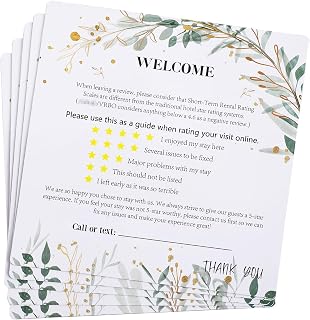 Oudain 5 Pieces 5 Star Rating Explanation Magnet Short Term Rentals (Str) Star Ratings Guide Fridge Magnet Compatible with Vrbo (Leaf)
