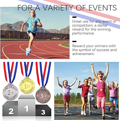 Miniatura 6 de Swpeet Medallas de premio de metal con cinta para el cuello, medallas de ganador de estilo olímpico Medallas de oro y plata Brone Medallas de 1er