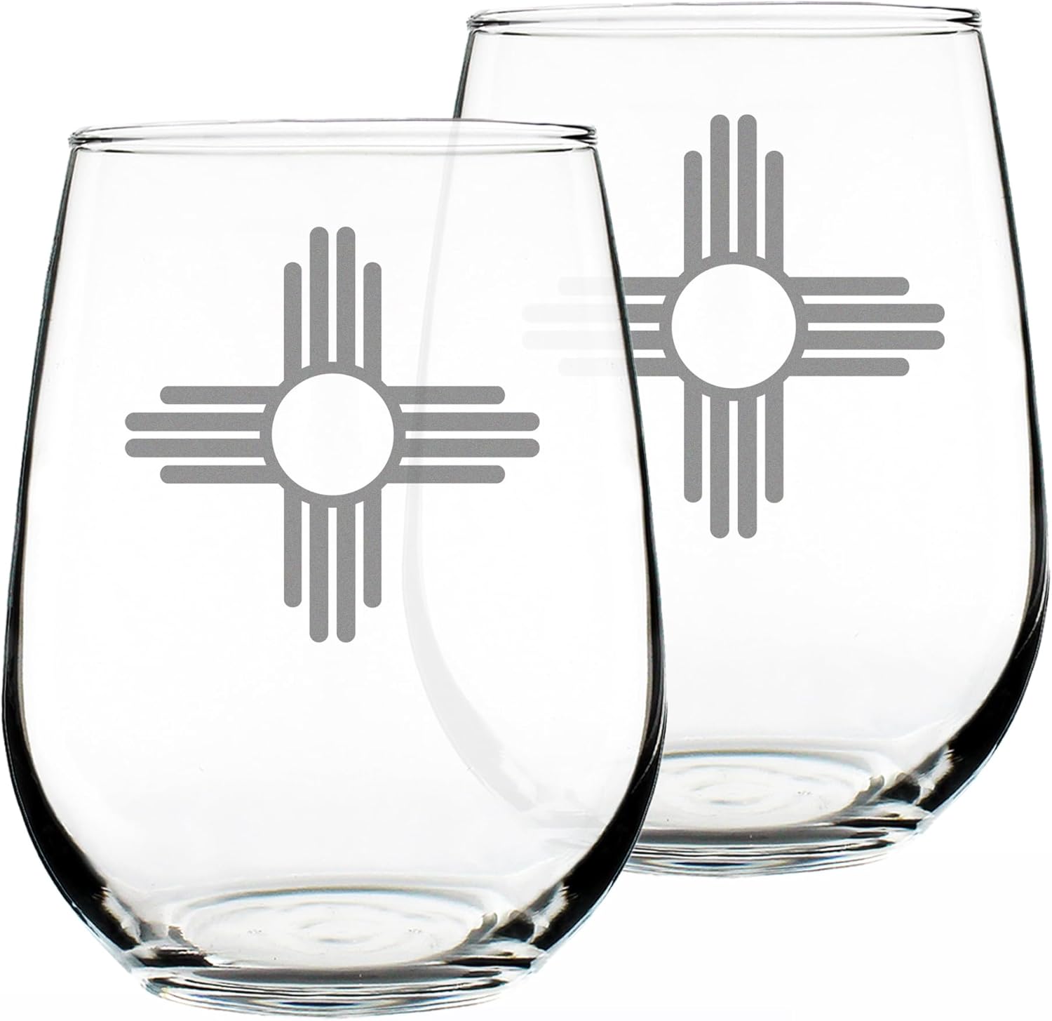 Bevvee New Mexico Flag Stemless Wine Glass - State Themed Drinking Decor and Gifts for New Mexican Women & Men - Set of 2 - Large 17 Oz Glasses