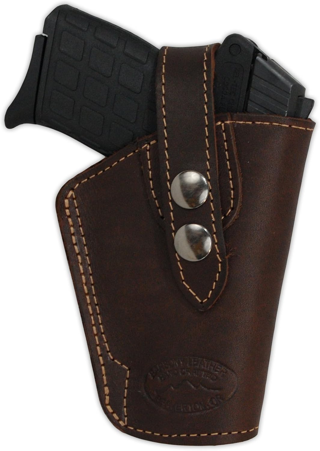 Barsony Brown Leather Belt Clip Holster for Small Frame .380 and Ultra-Compact 9mm 40 45