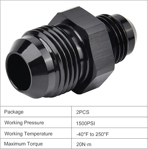 Miniatura 34 de EVIL ENERGY 6AN Macho a Macho Flare Acoplador Unión Recta Manguera de Combustible Adaptador Adaptador Negro 2PCS