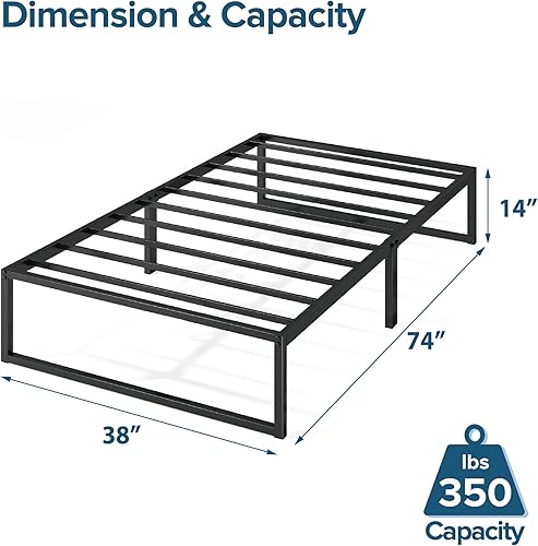 Miniatura 24 de Zinus plataforma de cama/Base de colchón de 14 pulgadas, no necesita sommier/soporte de rejilla de acero, cama doble, Acero, Negro