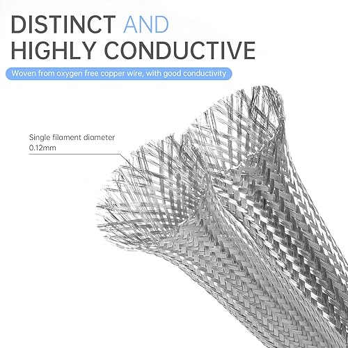 Miniatura 3 de Copper Wire Loom - EMIRFI Shielding Flexible Cable Management for Automotive Audio, Industrial Expandable Cables, Marine Wiring & Computer Case