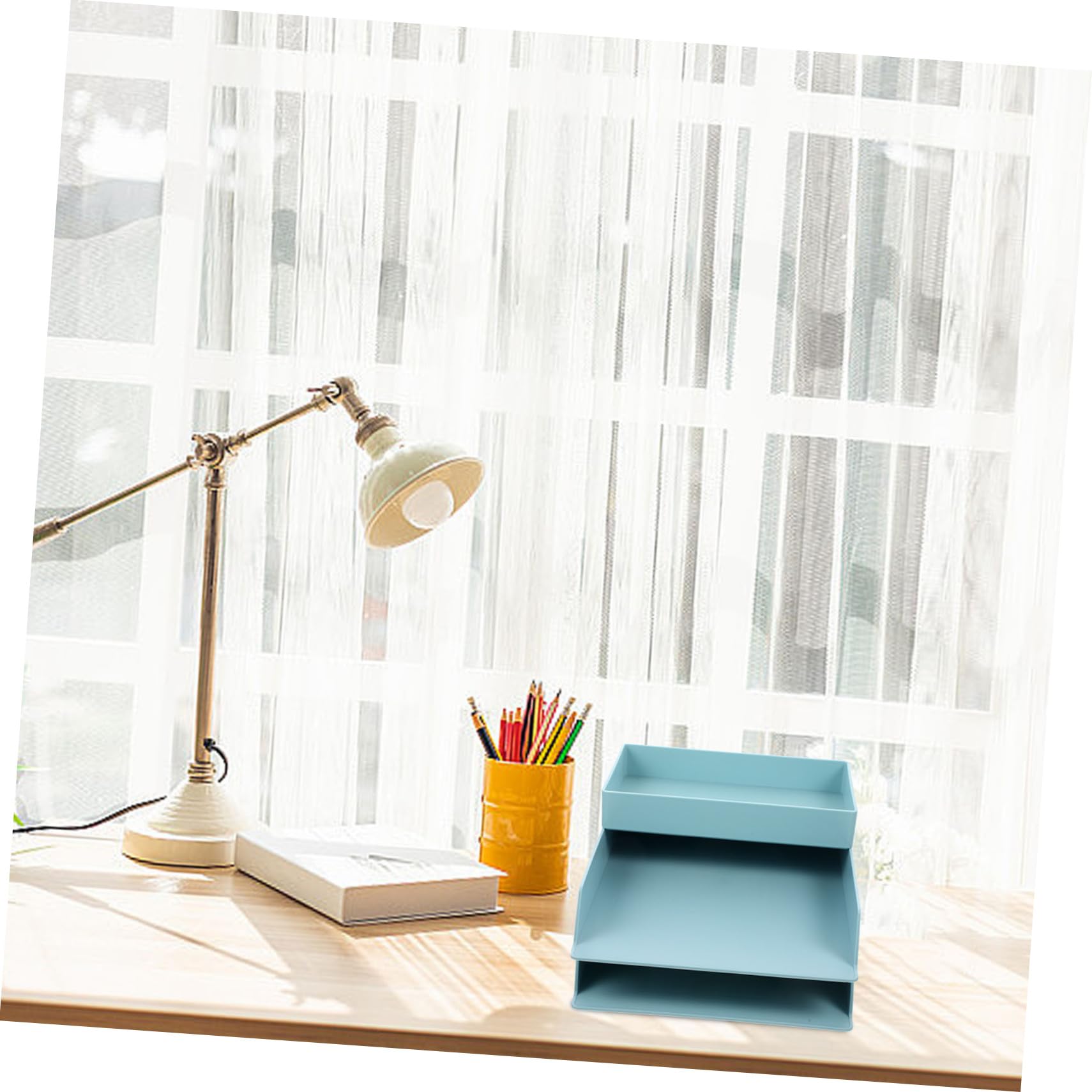 Caja Organizadora Apilable para Abs Azul Soporte para Archivos de Unidades Contenedor de Papelería para Oficina y Estudio