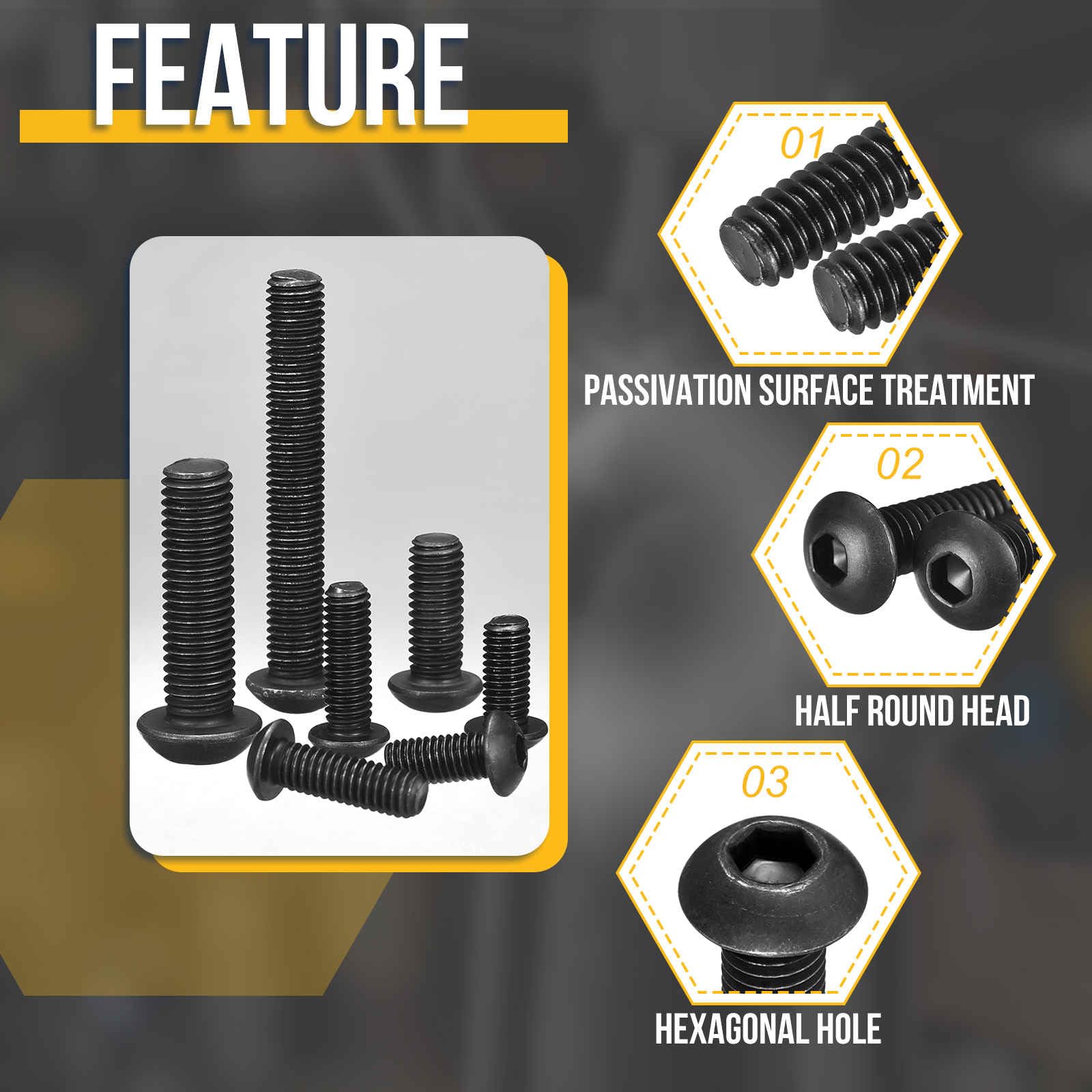 DTGN 40 Pz - #6-32x1/4" Viti a Testa Bombata Vite A Brugola Testa TondaIdeali Per Bici Da Strada Bike Auto Moto - Acciaio Inox 304 Ossidato Nero - Elementi Di Fissaggio