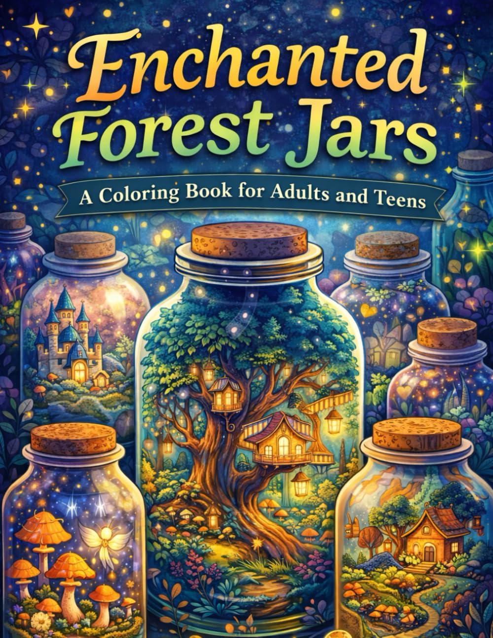 Enchanted Forest Jars A Coloring Book for Adults and Teens: 100+ Magical Terrariums, Tiny Worlds & Whimsical Woodland Bottles to Color for Calm & ... (The Fantasy Architecture Collection)