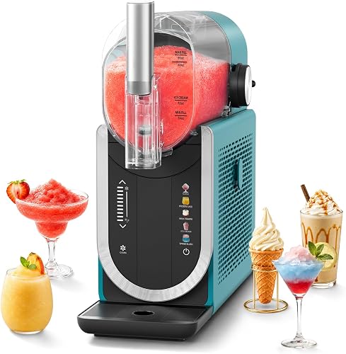Slushie Machine No Ice Needed, Slushy Machine for Home, 5 Preset Rapid Freezing Auto-Clean 12H Running, 90oz Party-Size Frozen Drink Machine for Margaritas Smoothies Milkshakes Ice Cream，Dark Green