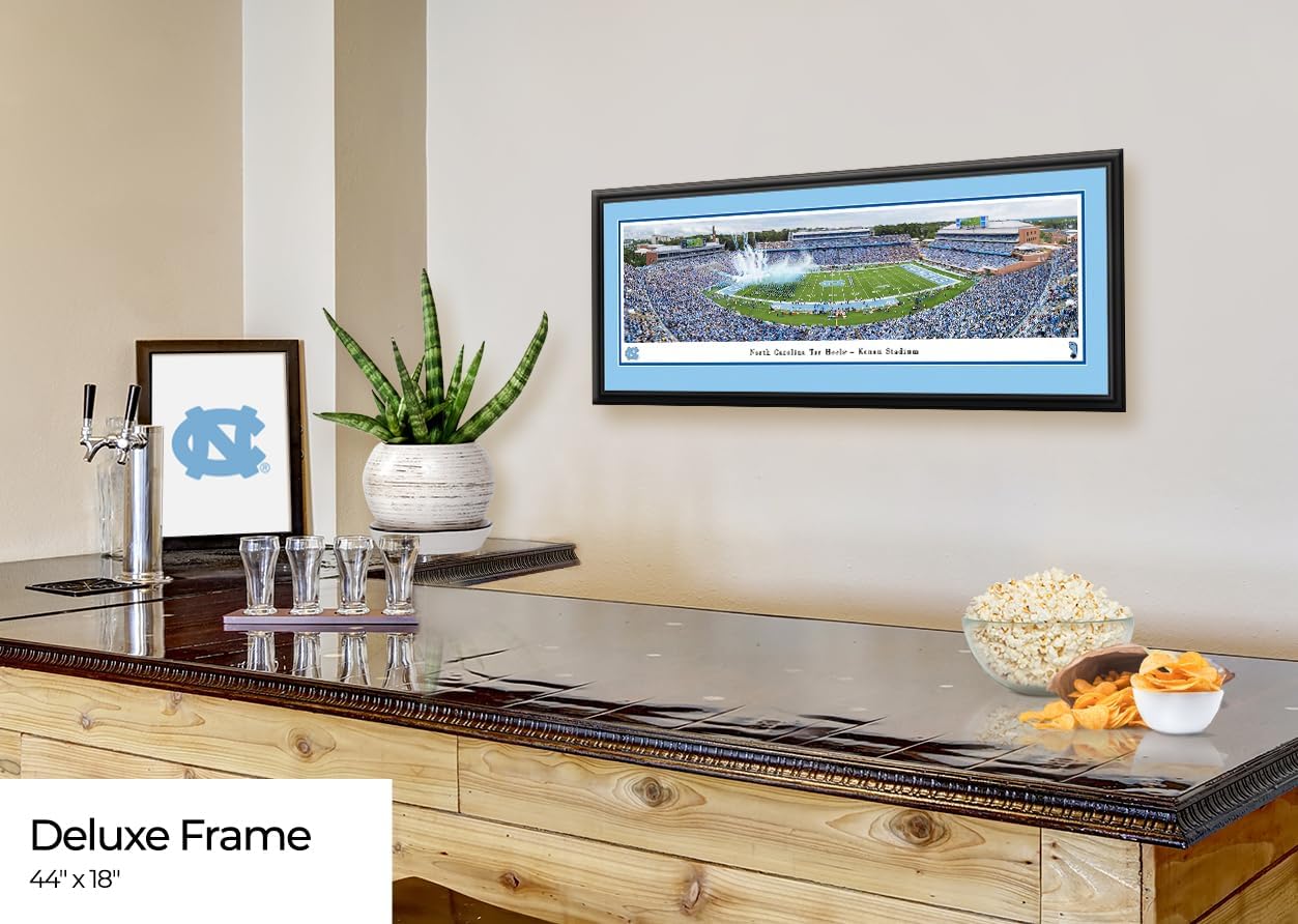 North Carolina Tar Heels Football - 44x18-inch Double Mat, Deluxe Framed Picture by Blakeway Panoramas