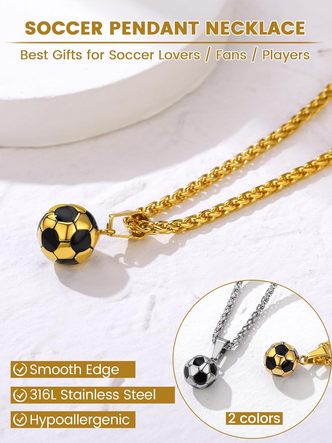 GOLDCHIC JEWELRY Sport Necklaces for Men Teen, Football Baseball Soccer Basketball Softball Necklaces with Stainless Steel Chain Athlete Jewelry Sports Fan Gift
