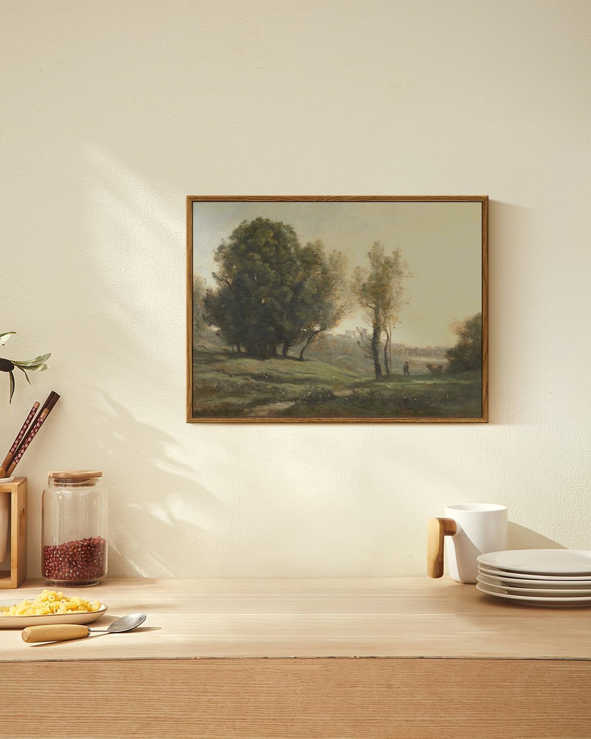 ARPEOTCY Vintage Framed Rustic Wall Art Decor, Bedroom Living Room Country Scenery Paintings Wall Decor, Canvas Prints Art, Kitchen Farmhouse Retro Home Decoration, 12x16 Inch image 4
