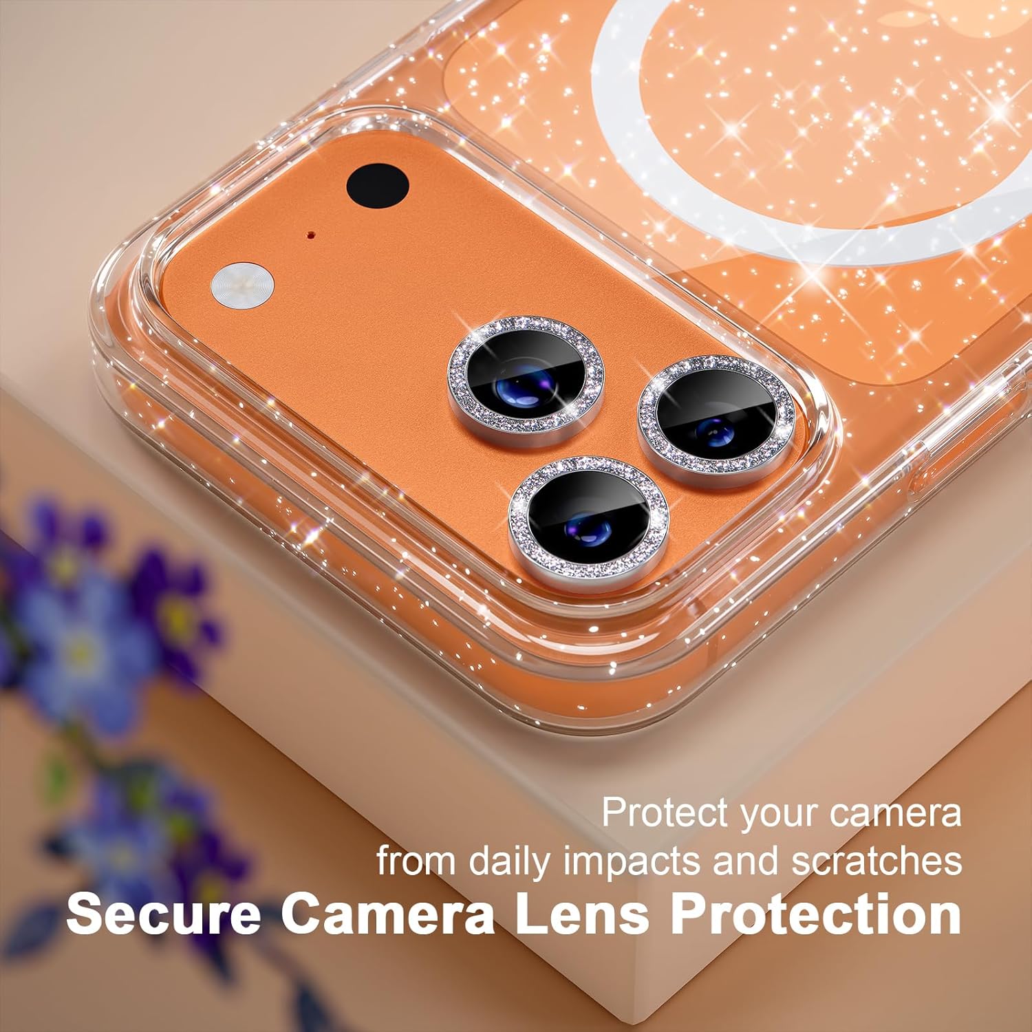 Choiche Magnetic for iPhone 17 Pro Max Case Compatible with MagSafe, Women Cute Glitter Sparkly Phone Case with Diamond Camera Lens Protectors, Military-Grade Drop Protection 6.9" (Clear) - Image 3