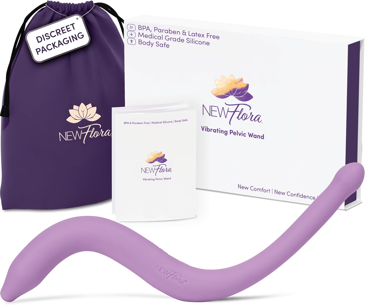 NewFlora Vibrating Pelvic Wand for Women & Men, S Shaped Massage Tool - Perineal Massage Tool