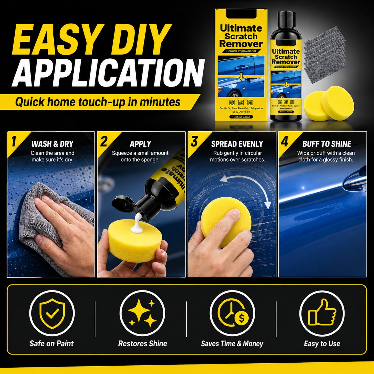 2Pack Nanopolix Car Scratch Remover,Car Cloth Scratch Remover Nano Ultimate Car Cloth All Paint Colors Polishing Kit