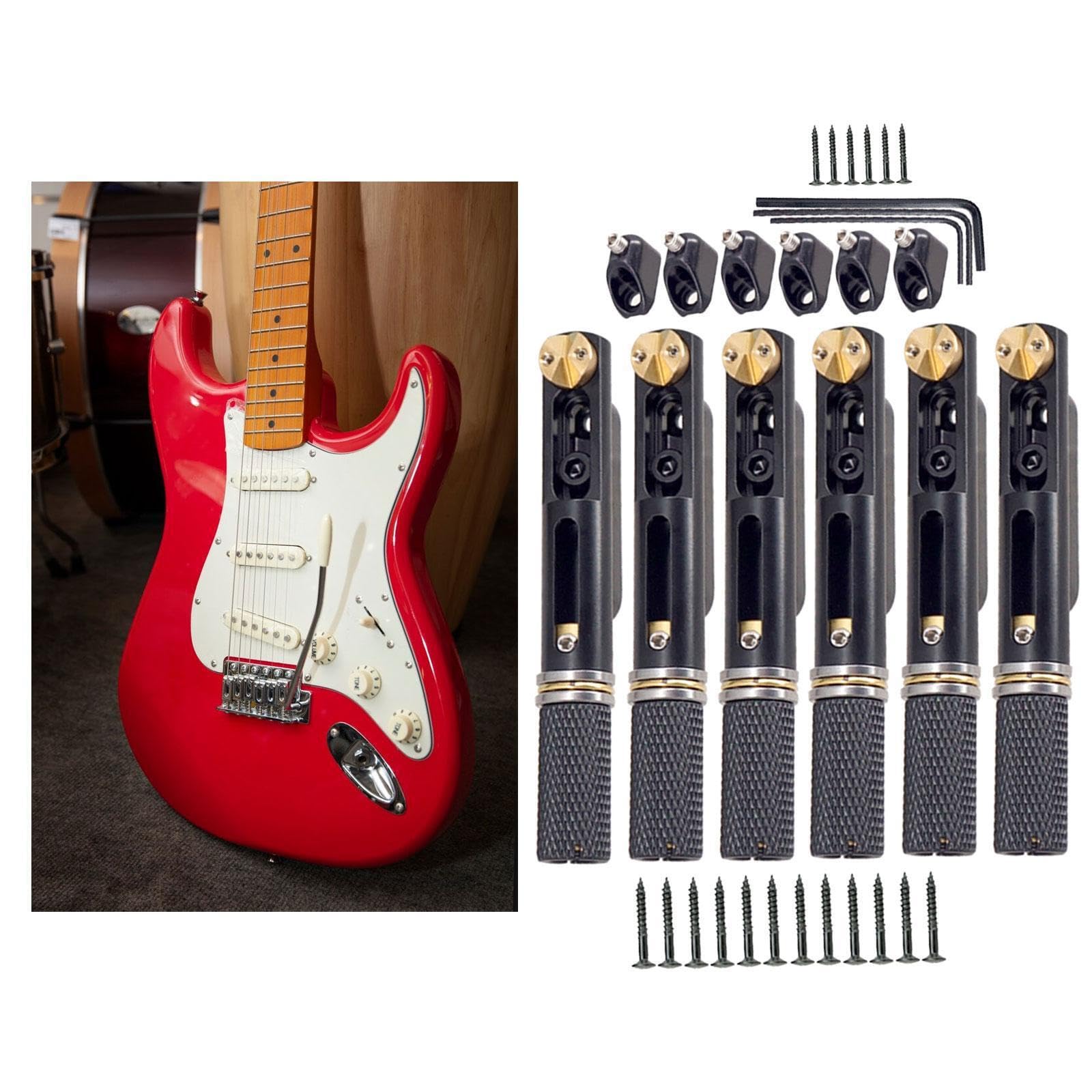 Ponte per chitarra acustica a 6 corde realizzato in robusto metallo che migliora le prestazioni della chitarra supportando al contempo una lunga durata. Ponte senza