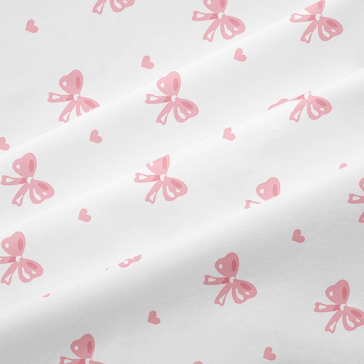 Sedefen Bow Comforter Set Queen Size Pink White Striped Comforter 3 Pieces Kids Boys Girls Heart Bowknot Stripe Printed Princess Style Soft Warm Fluffy Winter Bedding Set with 2 Pillowcases