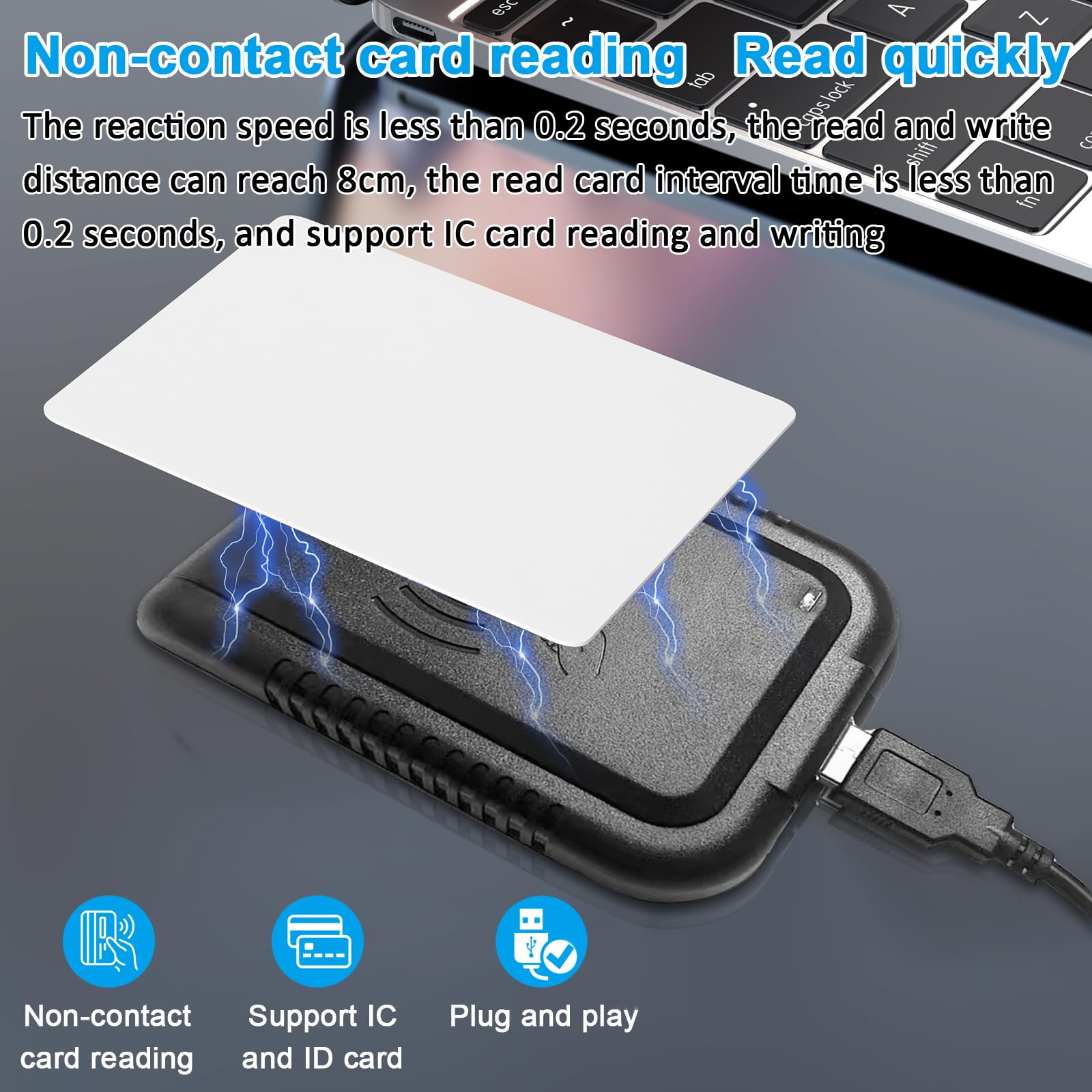 Lecteur de carte RFID USB Lecteur de carte RFID 125 kHz Lecteur de carte sans contact Capteur de proximité Lecteur de carte d'identité intelligent EM4100