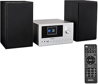 P85003 Mini HiFi System with CD Player (WiFi, Bluetooth, Internet Radio, Dab+, USB, AUX, Equalizer, TFT Color Screen with Remote Control, 2X 15W RMS) Silver