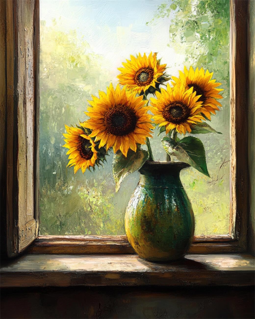 RKFLGEW 14CT Cross-Stitch Counted Kits Sunflowers in A Vase Counted Fabric Cross Stitching DIY Art Needlecrafts Embroidery Kits with Scissors Accessories 40x50cm