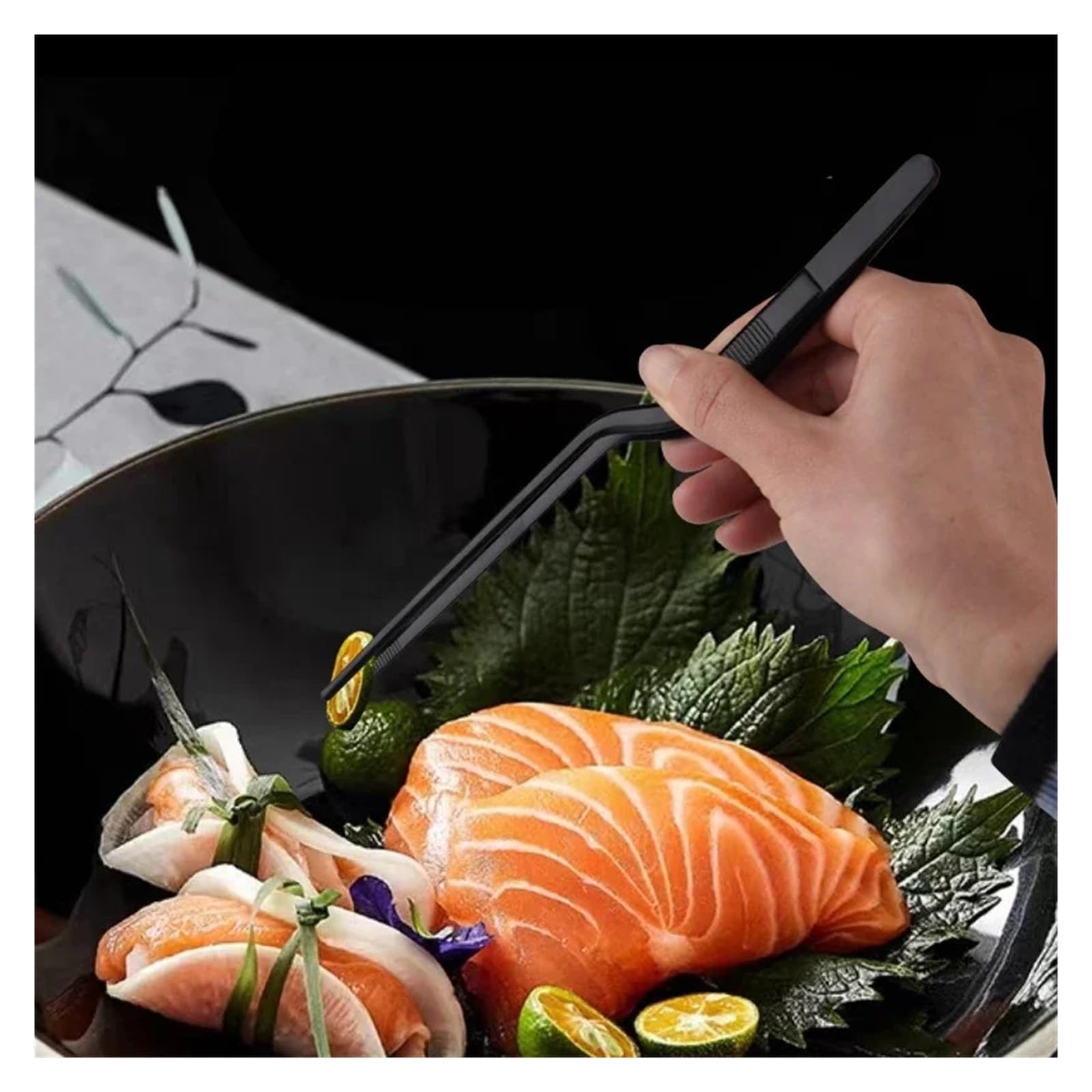 8/12-Zoll-Edelstahl-Küchenzange, kulinarische Pinzette for Grillen – Food-Styling-Backdekoration(12-Inch 3Pcs)
