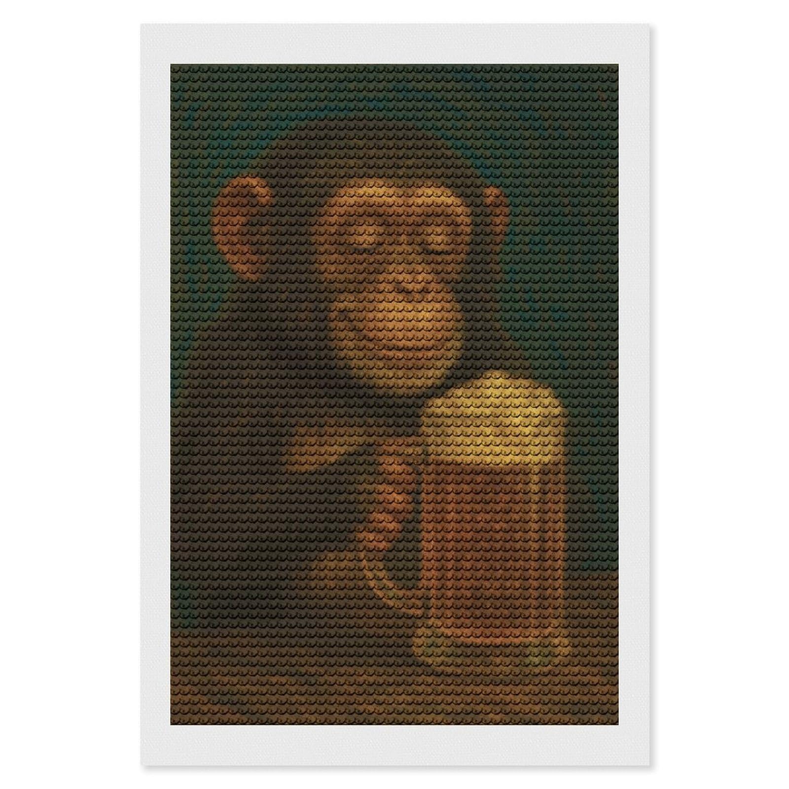 Junmoney Chimpanzee Enjoying A Beer Beer Drinking Monkey Diamond Art Canvas 8"x12", for Creative Relaxation, Simple to Start, Aesthetic Room Decor, Holiday Gift Idea
