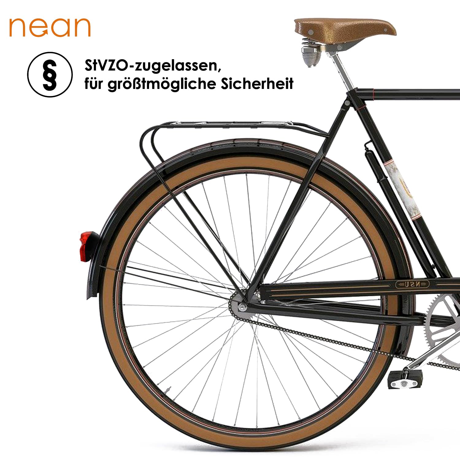 nean fanale Posteriore a Dinamo per Bicicletta Luce di Posizione, catadiottro e omologazione StVZO, 7 Candele