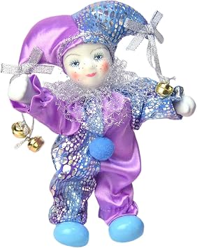 Milageto Porcelain Clown Doll Desk Ornament Home Decor Table Decoration with Costume Doll 7.09 for Home Room Bedroom Desktop