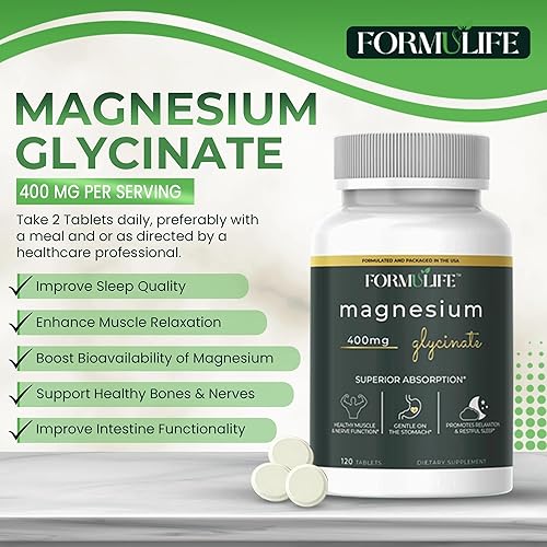 Miniatura 5 de Glicinato de magnesio 400 mg  120 tabletas  Alta absorción, suplemento de magnesio para calambres en las piernas, alivia los músculos, corazón,