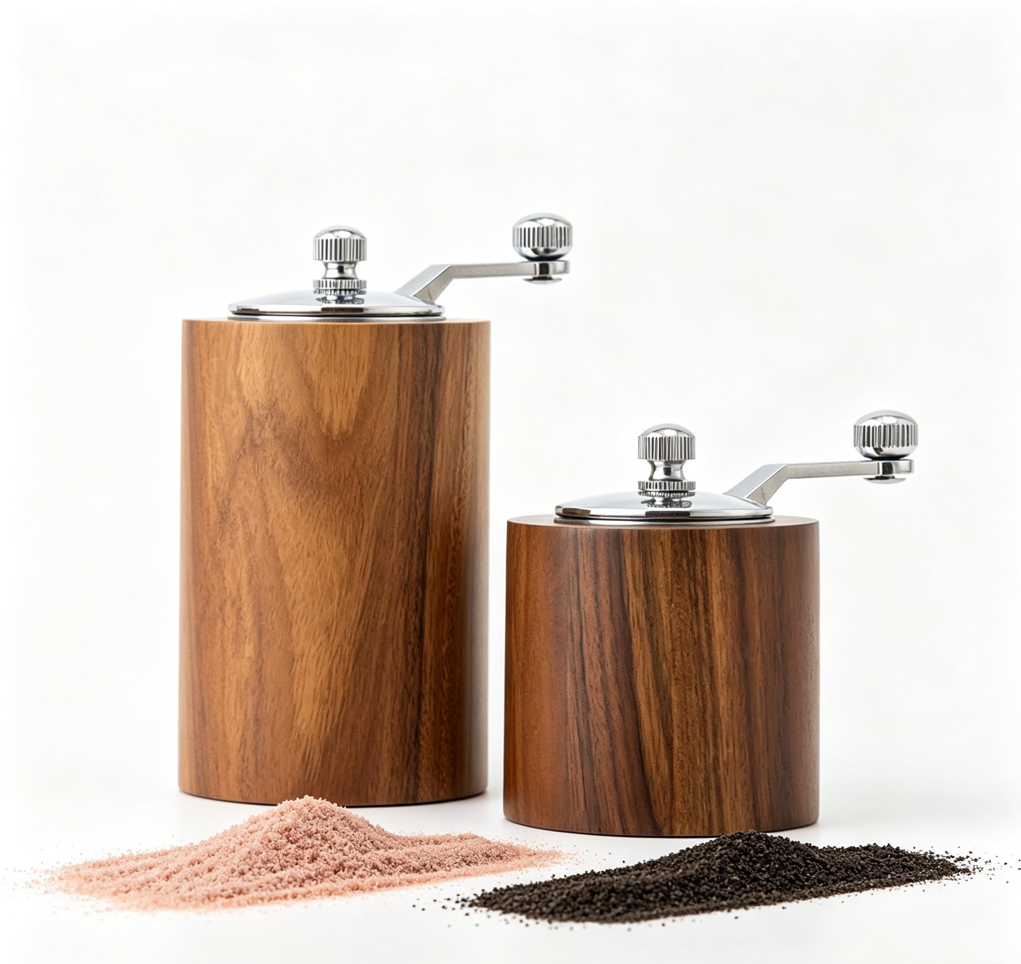 Conjunto de moedor de sal e pimenta de madeira, moedor de especiarias ajustável manual