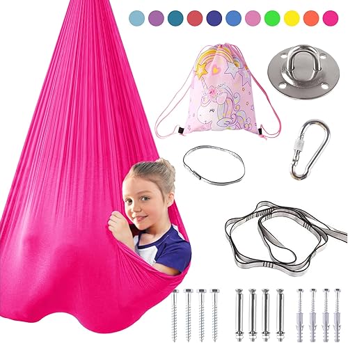 Columpio sensorial de terapia interior para niños, necesidades especiales, columpios de techo para acurrucarse, hamaca de tela ajustable para