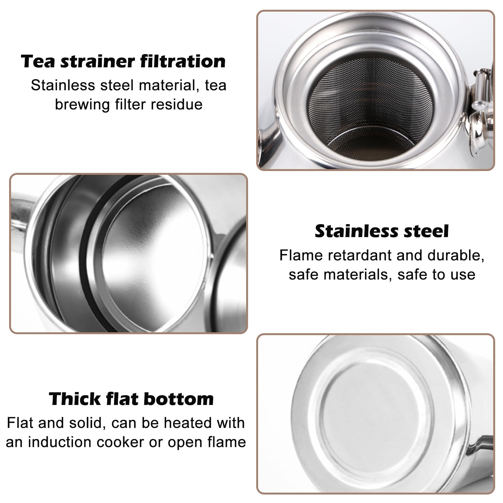 Theiere con infusore 1L - Teiera in acciaio inossidabile con filtro, Theiere Induction per bustine di tè e tè alla rinfusa, compatibile con piastre a induzione