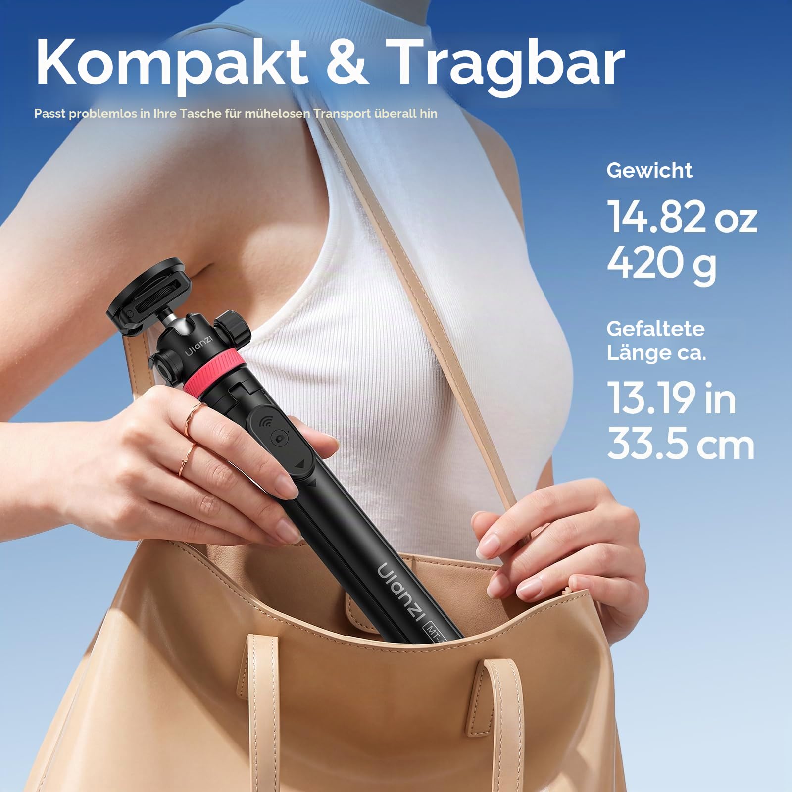 ULANZI MT44 M [2026 Aktualisierte] Auto-Open Handy Kamera Stativ, Magnetisches Selfie Stick Bluetooth 150cm, Automatisch öffnen Vierbeinständer, Tripod kompatibel mit Samsung iPhone DSLR