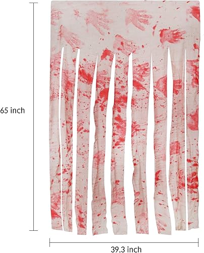 Miniatura 2 de Paquete de 2 cortinas decorativas para puerta con impresiones de manos sangrientas, cortina de puerta espeluznante, decoración de terror de casa
