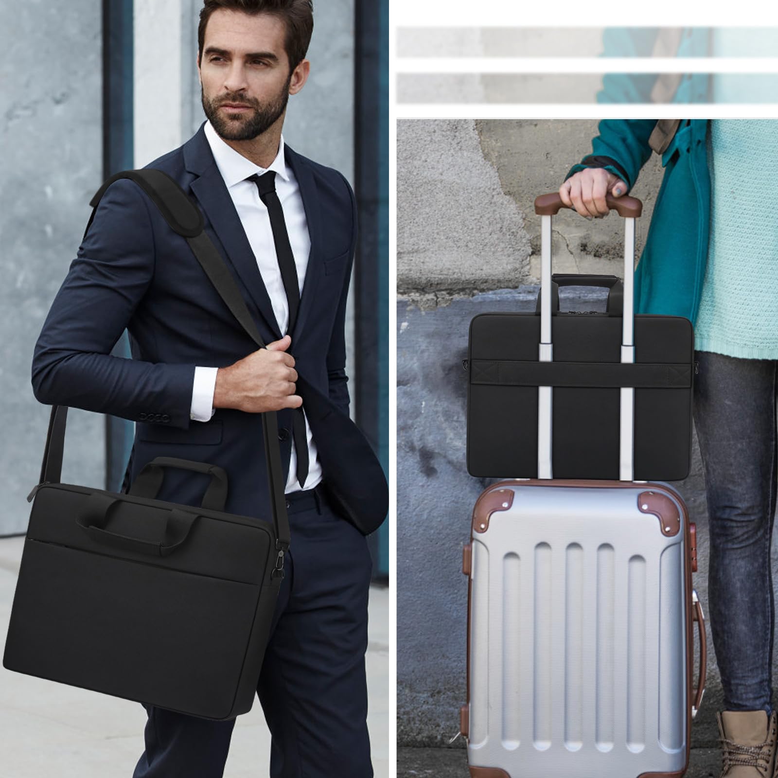 TECOOL Sacoche Ordinateur Portable 17,3 Pouces Imperméable Housse pour Lenovo Acer ASUS Dell HP Samsung Laptop Noir