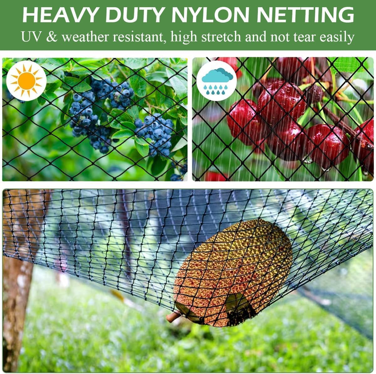 Poultry Netting 50x50 ft, 2" Square Mesh Heavy Duty Chicken Run Net, Garden Netting to Protect Plants, Fruit Trees, Vegetables from Birds, Deer, Pests & Animals for Farm, Orchard, Coop