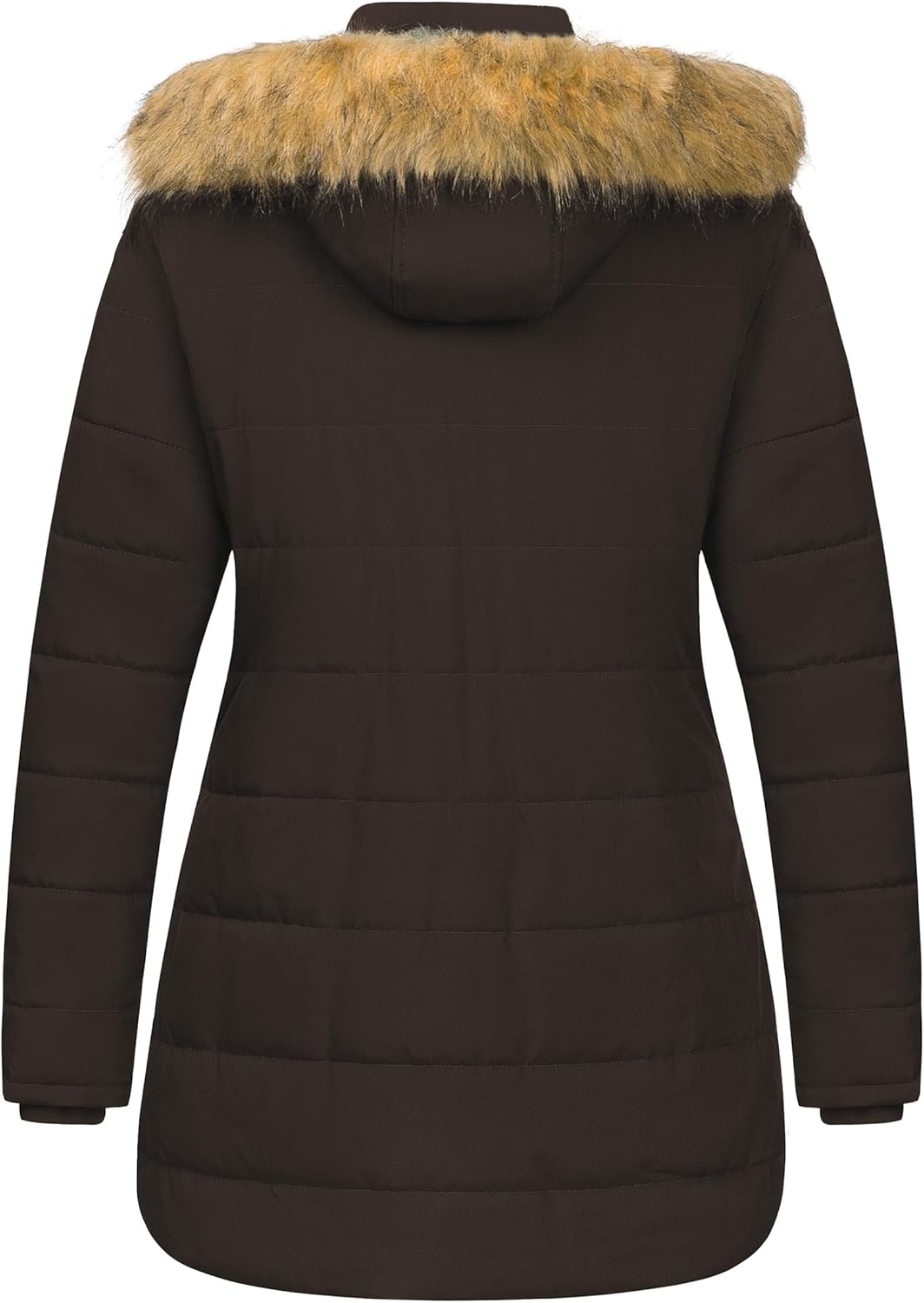 CREATMO US Women's Plus Size Winter Coats Long Puffer Jacket Fleece Lined Parka Removable Fur Hood Available in 1X To 5X - Image 2